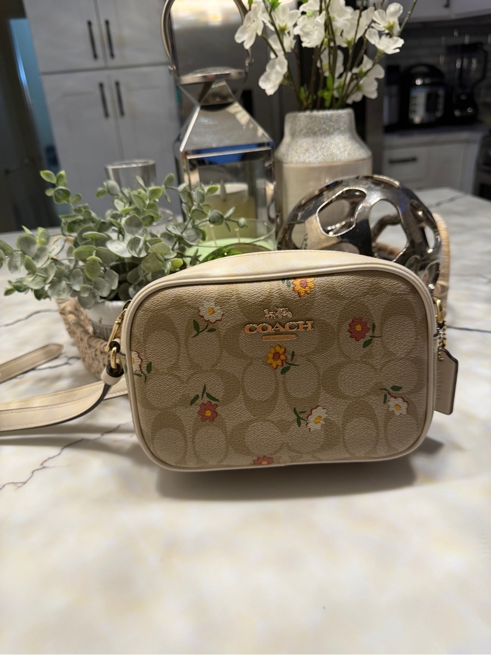 Coach Beige Signature Floral Crossbody Bag - Picture 12 of 14